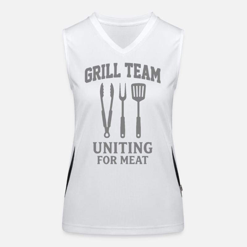 GRILL TEAM UNITING FOR MEAT BBQ Graphic Women's Functional Contrast Tank Top