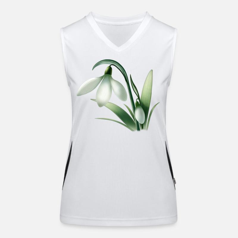 Anémone d’hiver – Graphique de fleur blanche Débardeur respirant contrasté Femme