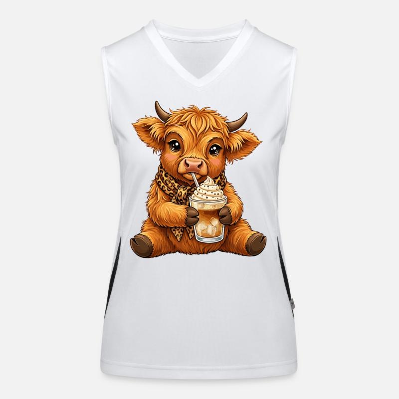 Highland Cow Iced Coffee Women's Functional Contrast Tank Top