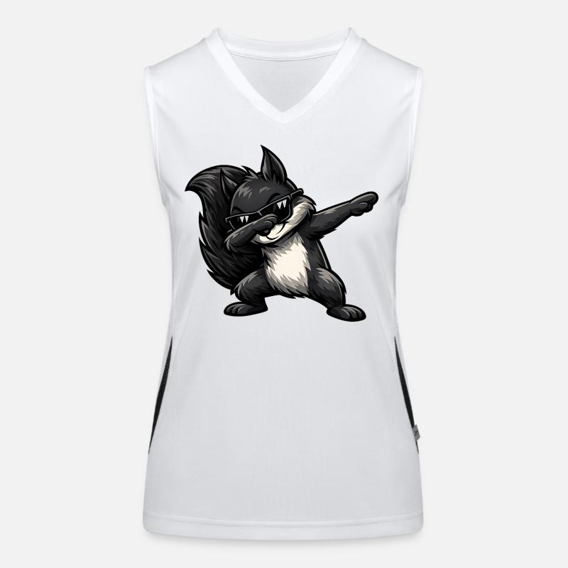 Dabbing Schwarzes Eichhörnchen Funktionelles Kontrast-Tank Top für Frauen
