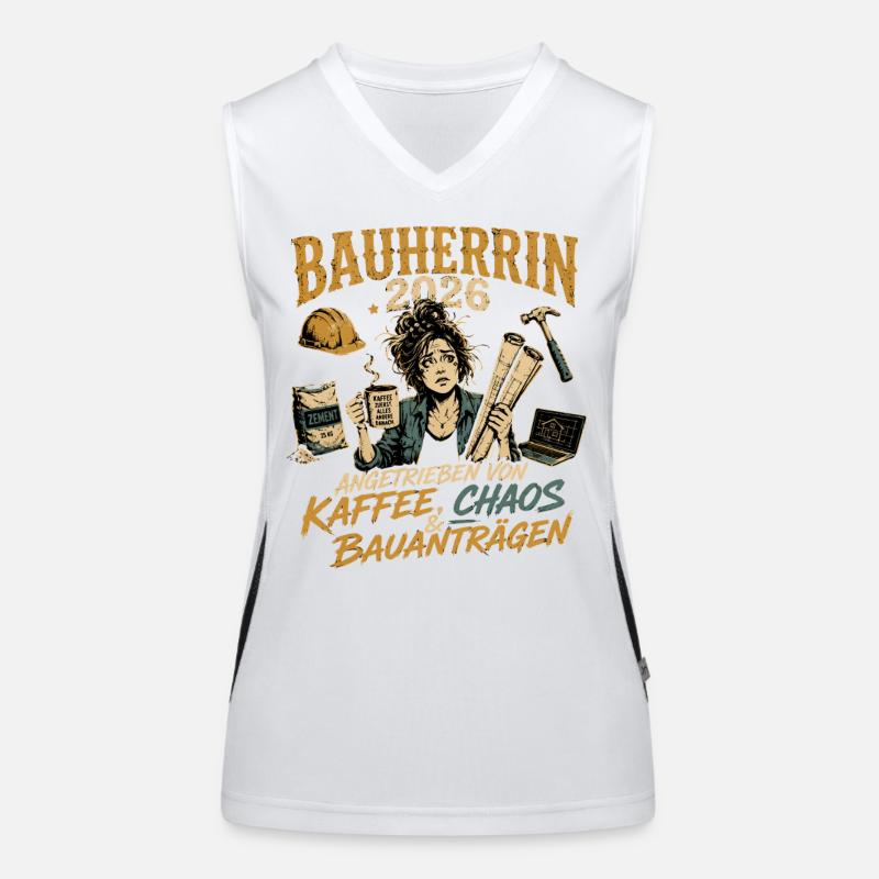 Bauherrin 2026 Kaffee Chaos Bauanträge Funktionelles Kontrast-Tank Top für Frauen