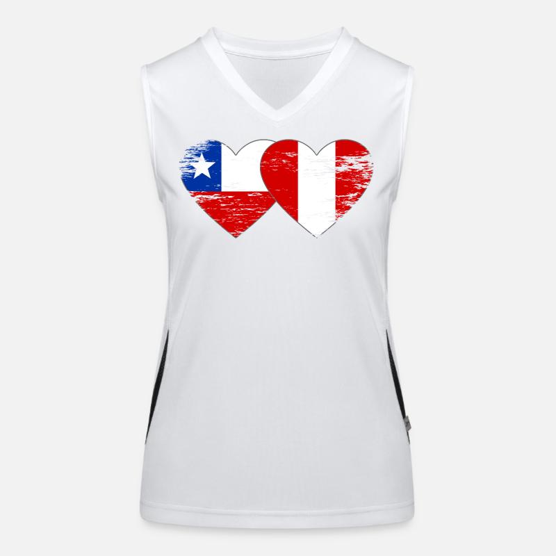 Chile_Peru_Flagge_Herz_used Women's Functional Contrast Tank Top