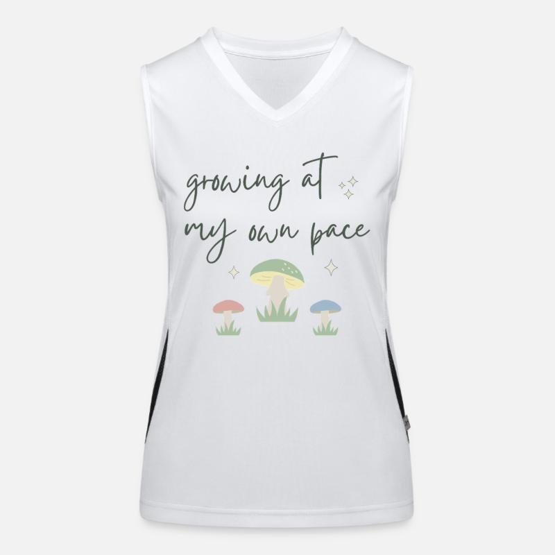 Grow at your own pace - motivating mushroom design Women's Functional Contrast Tank Top