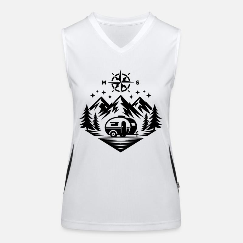 Camping Kompass Berge Funktionelles Kontrast-Tank Top für Frauen