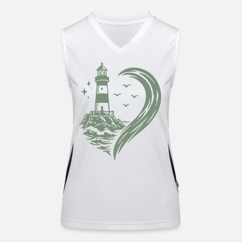 Heart Lighthouse Sea Maritime Coast Holidays Women's Functional Contrast Tank Top