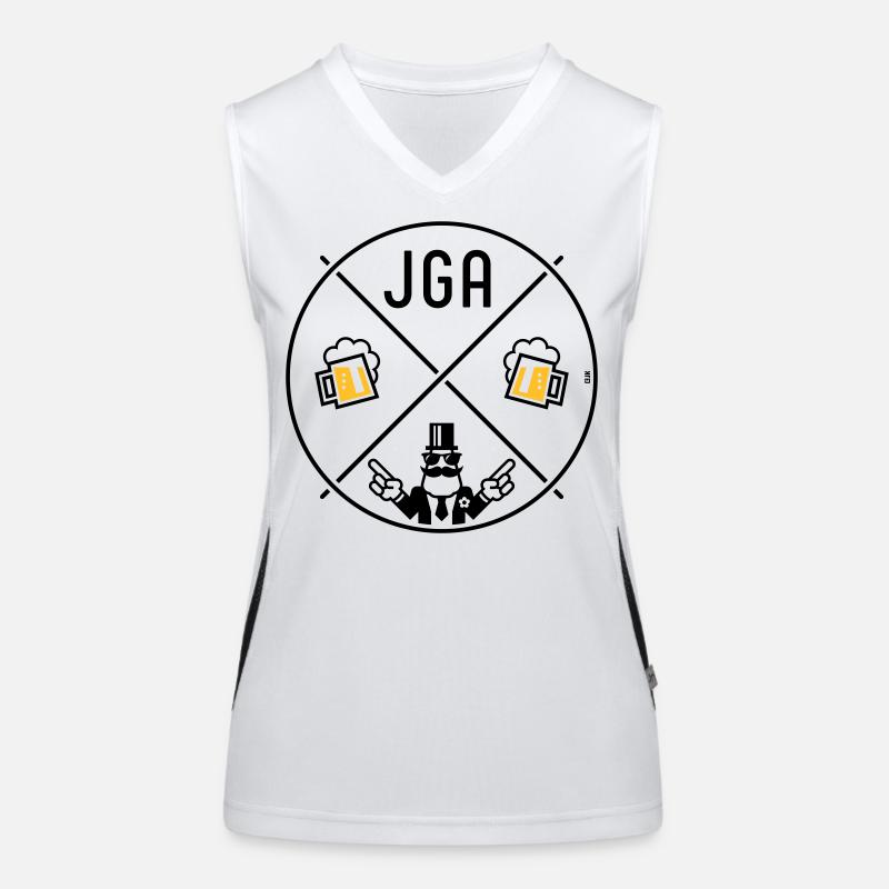 JGA Bräutigam Handzeichen Bier Kreis Symbol POS 2C Funktionelles Kontrast-Tank Top für Frauen