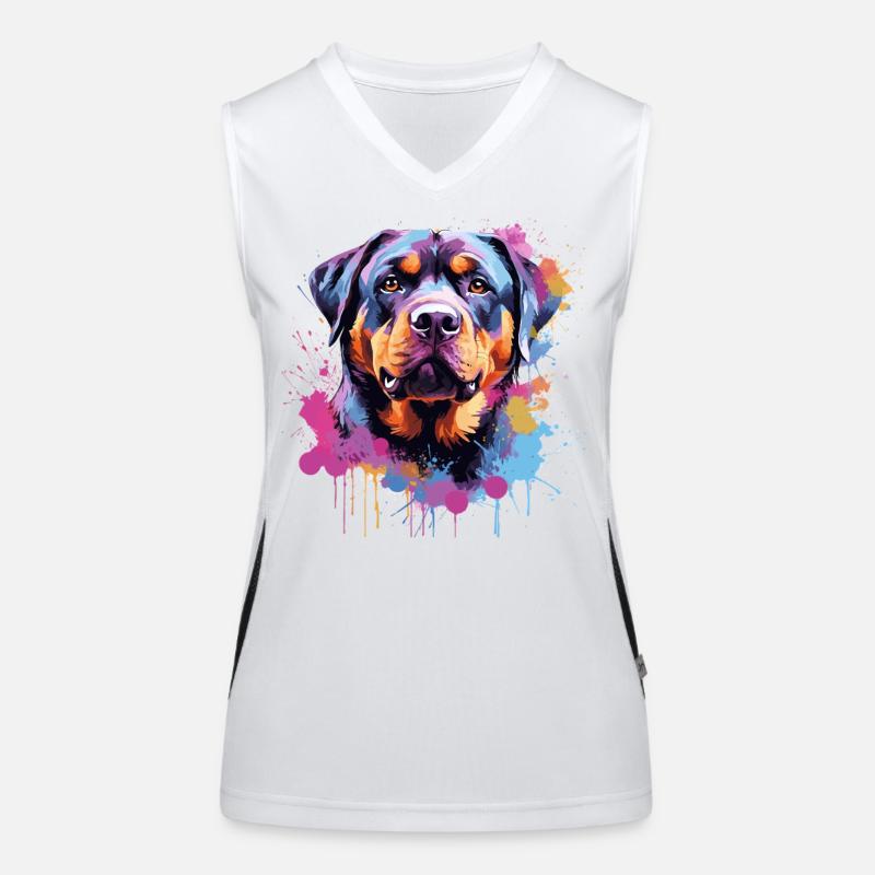 Rottweiler Bunker Splash Art Hund Funktionelles Kontrast-Tank Top für Frauen