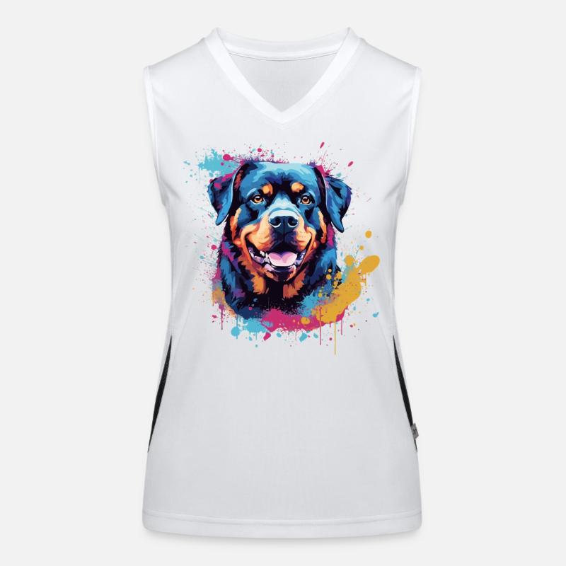 Rottweiler Hund Bunte Splash Art Funktionelles Kontrast-Tank Top für Frauen