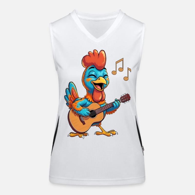 Lustiges Huhn mit Gitarre Funktionelles Kontrast-Tank Top für Frauen
