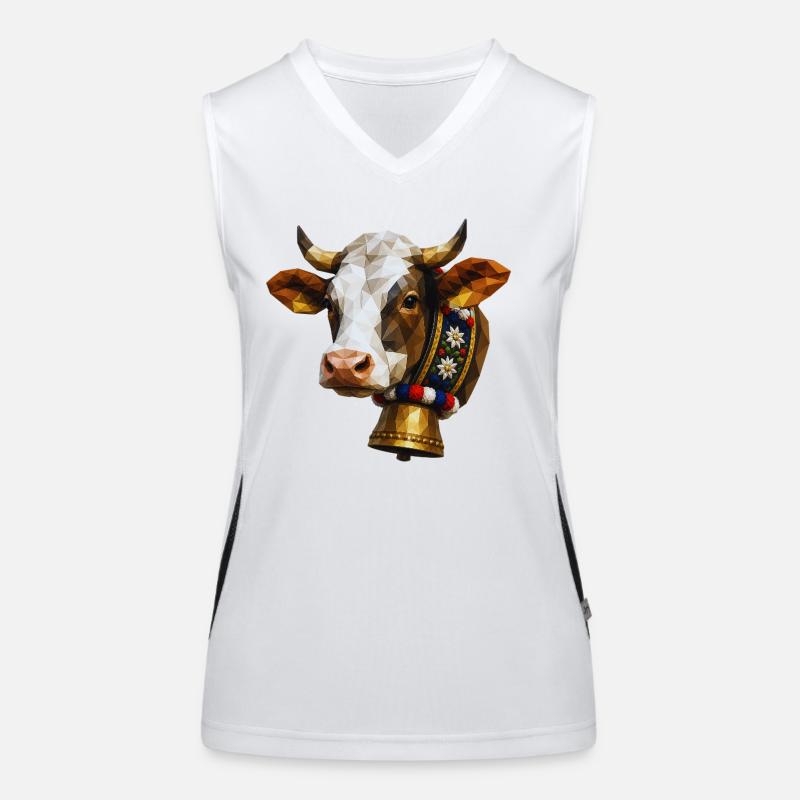 Kuh Polygon Glocke Blumenkranz Funktionelles Kontrast-Tank Top für Frauen