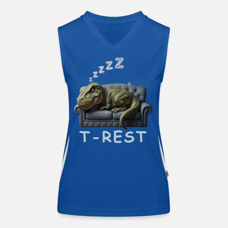 T-Rest Dino auf Sofa Funktionelles Kontrast-Tank Top für Frauen