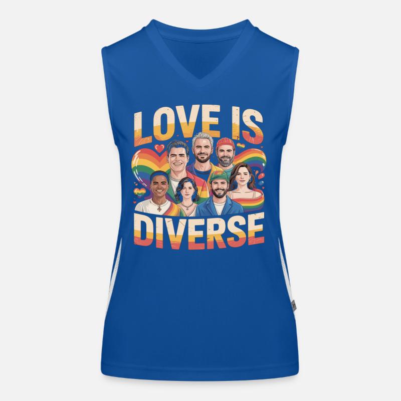 Love Is Diverse Pride Regenbogen Funktionelles Kontrast-Tank Top für Frauen