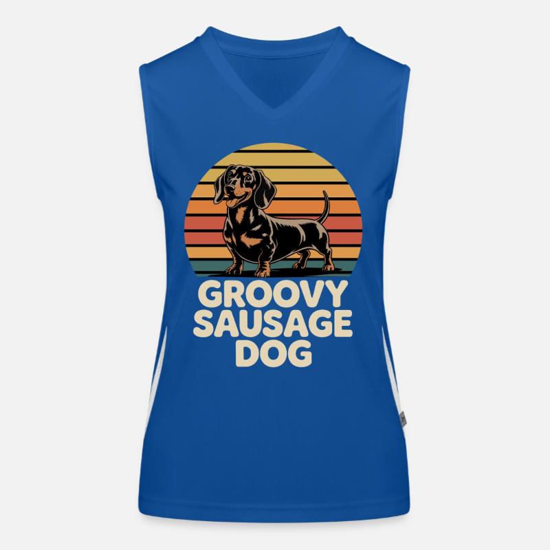 Groovy Dachshund Women's Functional Contrast Tank Top