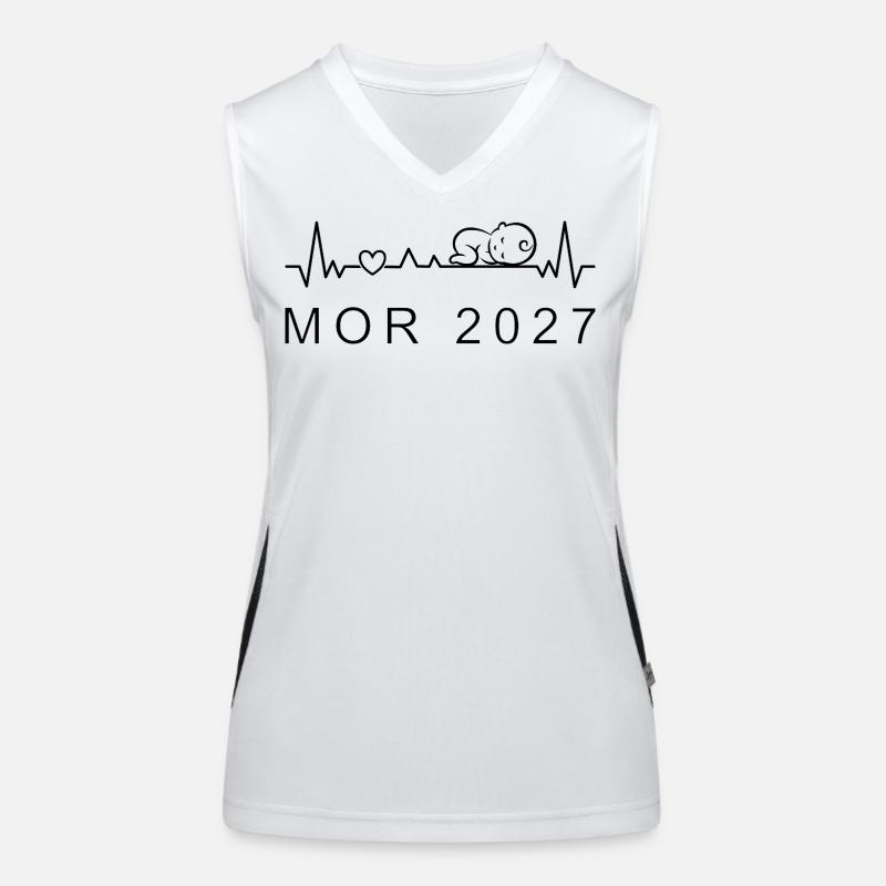 Mama 2027 Herzschlag Schwangerschaft Dänisch Funktionelles Kontrast-Tank Top für Frauen