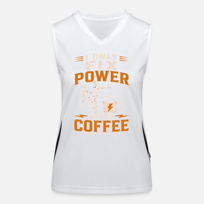 Electrician Coffee Voltage Cable Technology Women's Functional Contrast Tank Top