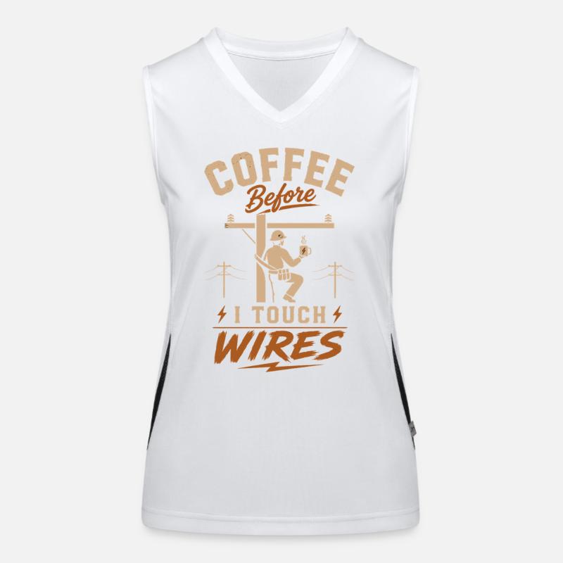 Coffee Before I Touch Cables Women's Functional Contrast Tank Top