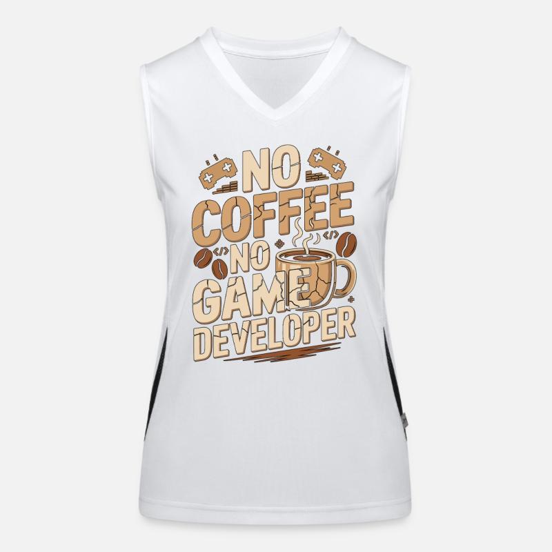 Game Developer No Coffee Game Coder Coffee Lover Funktionelles Kontrast-Tank Top für Frauen