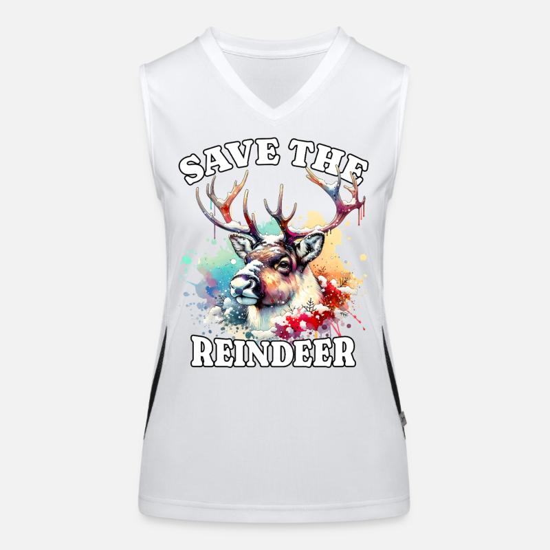 Rentier Save Reindeer Funktionelles Kontrast-Tank Top für Frauen