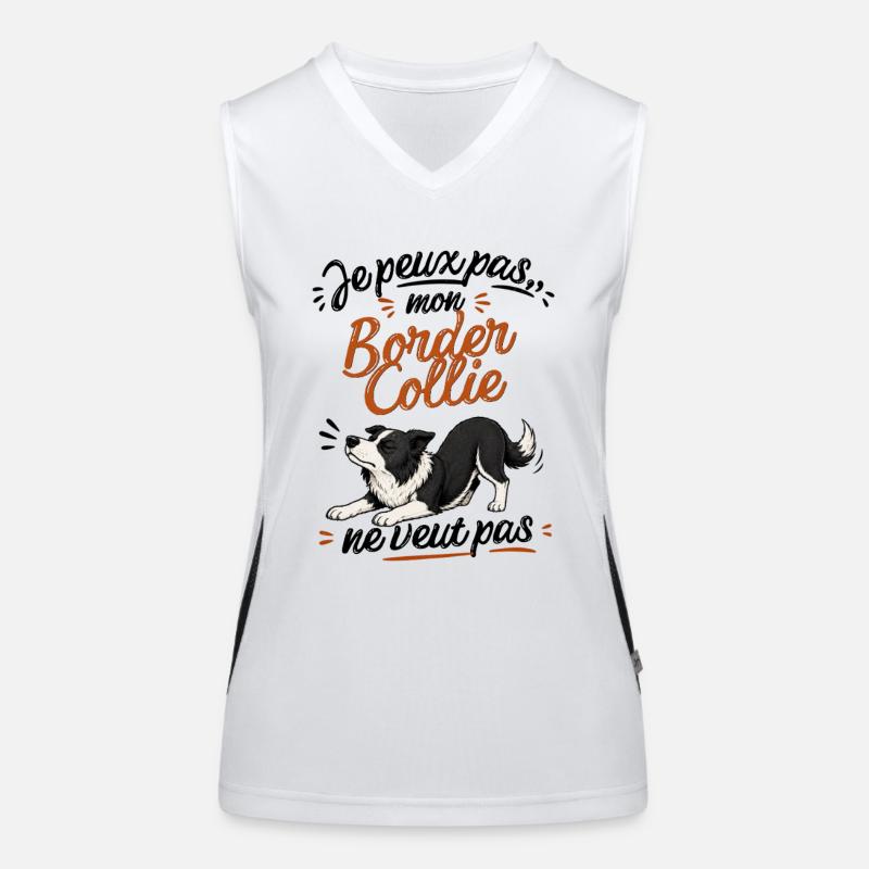 Border Collie Décontracté Illustré Débardeur respirant contrasté Femme