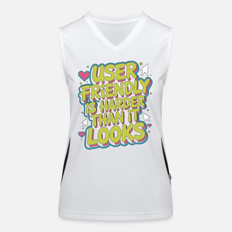 UX/UI Designer User Friendly Is Harder App Design Women's Functional Contrast Tank Top