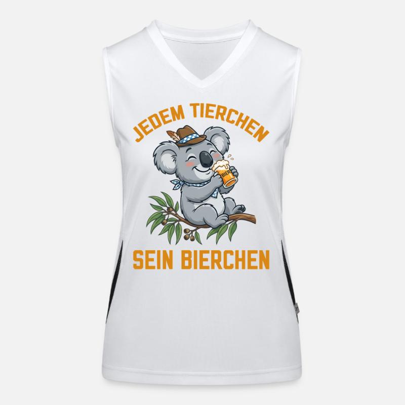 Jedem Tierchen sein Bierchen Koala Bär trinkt Bier Funktionelles Kontrast-Tank Top für Frauen