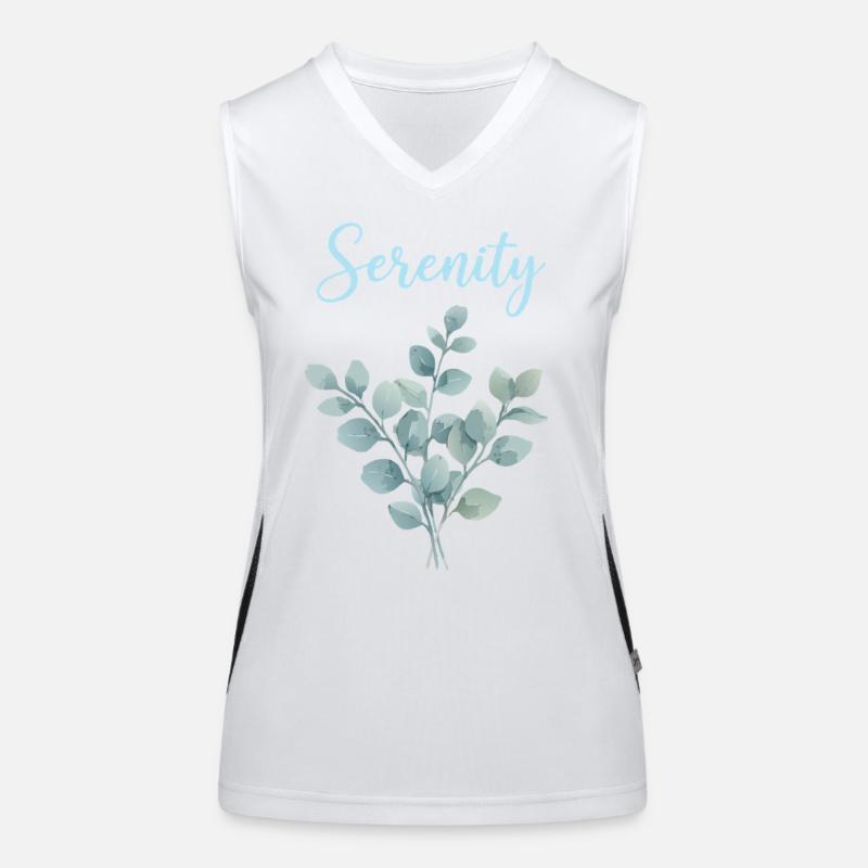 Serenity Eucalyptus Watercolor Branches Women's Functional Contrast Tank Top