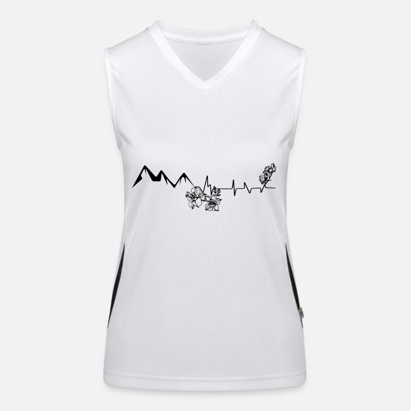 Blume - Herzschlag - Berg - (5) Funktionelles Kontrast-Tank Top für Frauen