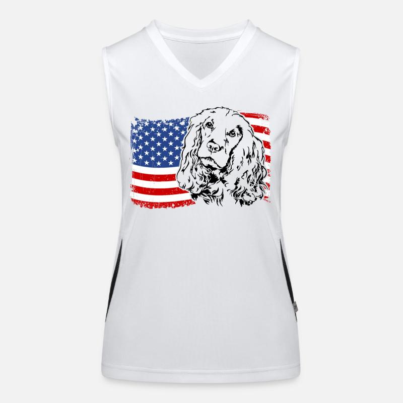 Cocker Spaniel America Flag Dogs Wilsigns Débardeur respirant contrasté Femme