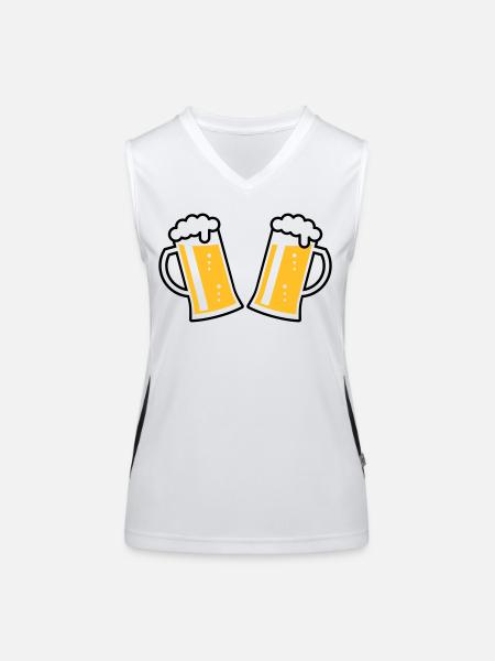 2 chopes à bière Prosten (bière / chope à bière / 2C) - Débardeur respirant contrasté Femme - blanc/noir - Devant