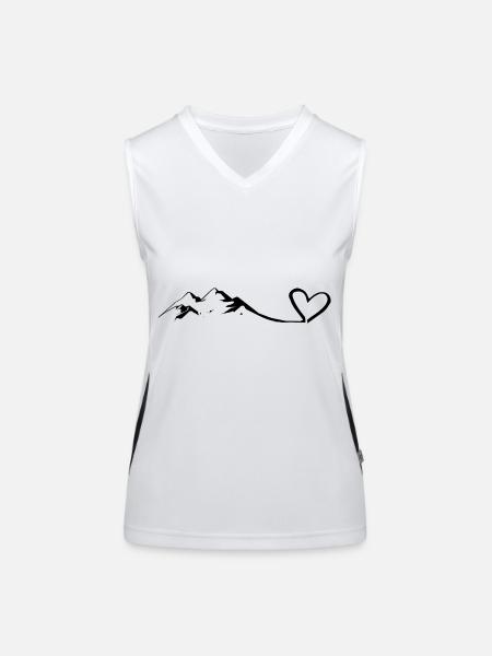 Heart - Mountain - (5) - Women's Functional Contrast Tank Top - white/black - Front