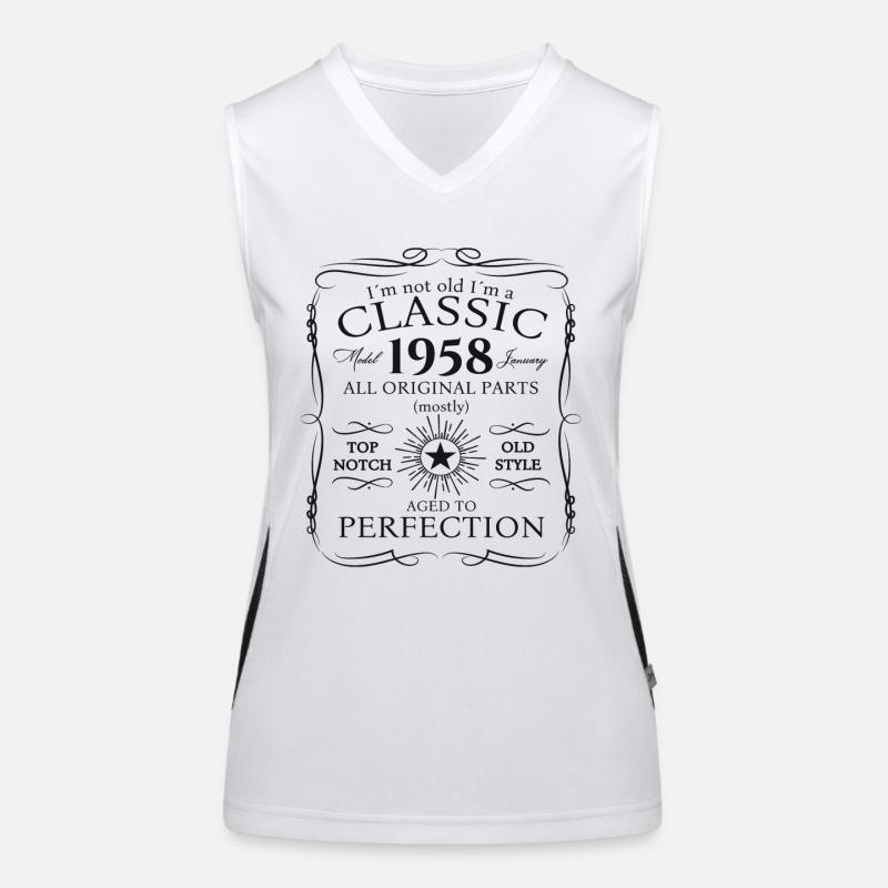 Born 1958 January 65th birthday Gift man Women's Functional Contrast Tank Top