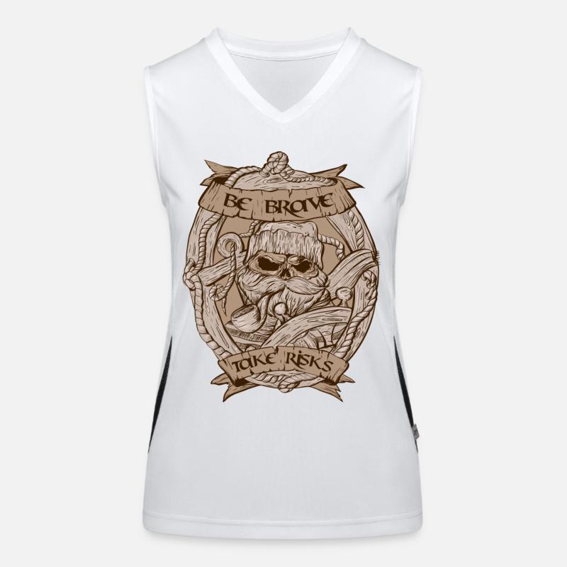 Skull head cap vintage design Women's Functional Contrast Tank Top