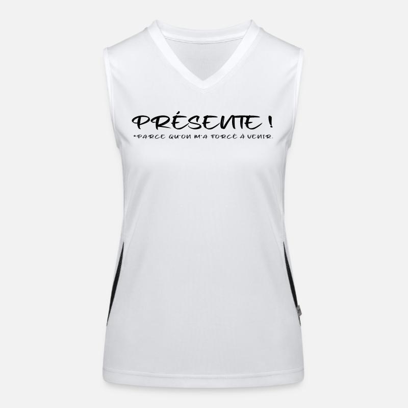 Présente parce qu on m a forcée à venir Débardeur respirant contrasté Femme