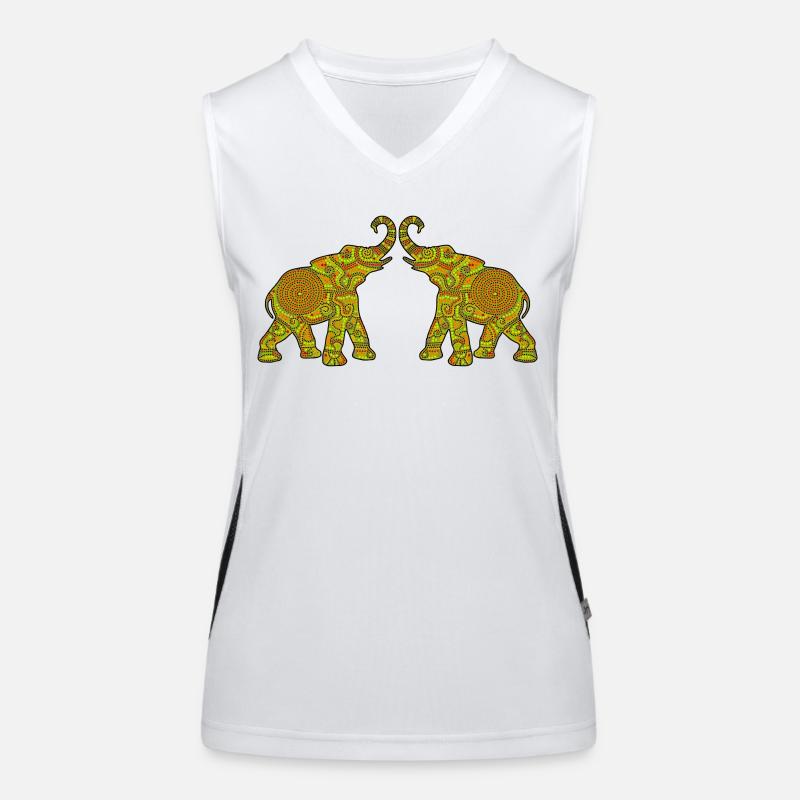 Wonderful Dot Work - Two ELEPHANTS3 Funktionelles Kontrast-Tank Top für Frauen