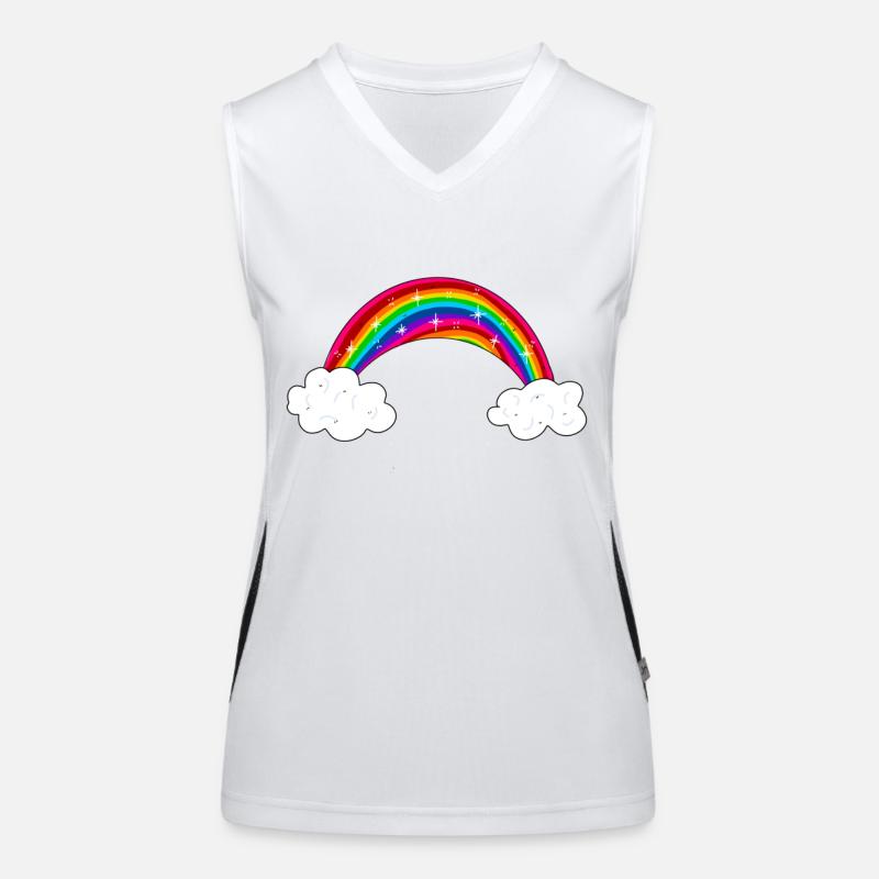 glitzernder regenbogen mit wolken Funktionelles Kontrast-Tank Top für Frauen
