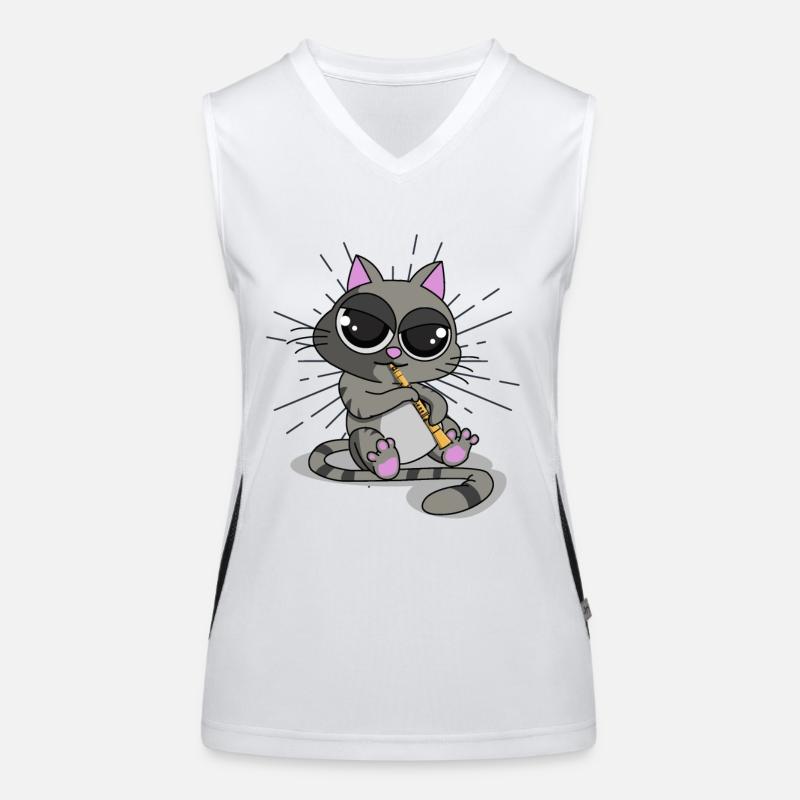 Katze Klarinette, Katze Musik, Katze musikalisch Funktionelles Kontrast-Tank Top für Frauen