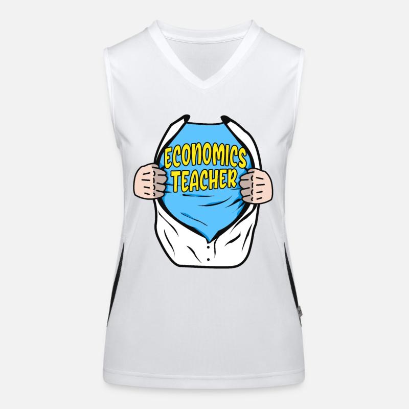 Wirtschaftslehrer Superheld Ökonomen Geschenk Funktionelles Kontrast-Tank Top für Frauen
