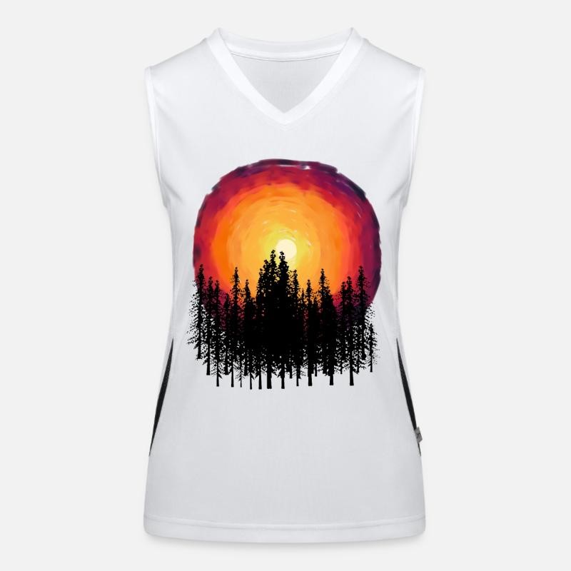 Forest Nature Flora Botanical Sunset Trees Women's Functional Contrast Tank Top