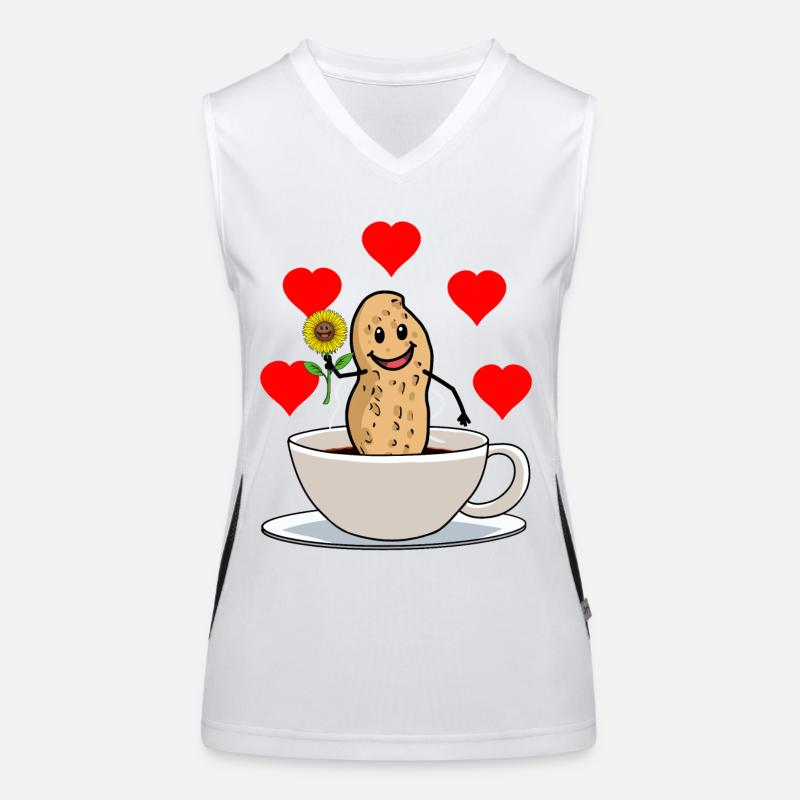 Good morning peanut coffee cup flower breakfast Women's Functional Contrast Tank Top