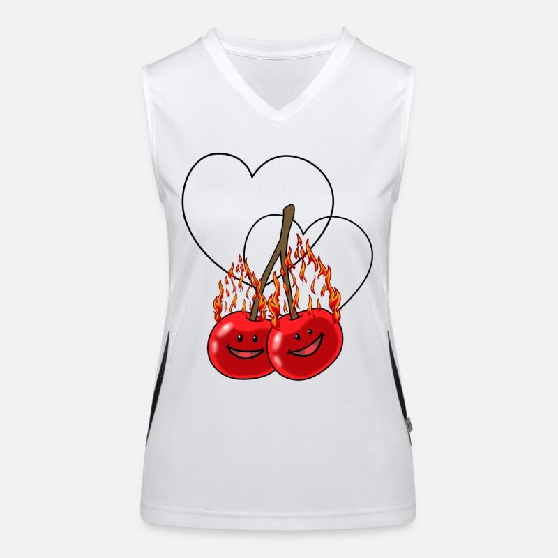feurige Kirschen Kirsche heiß Obst Herzen Funktionelles Kontrast-Tank Top für Frauen