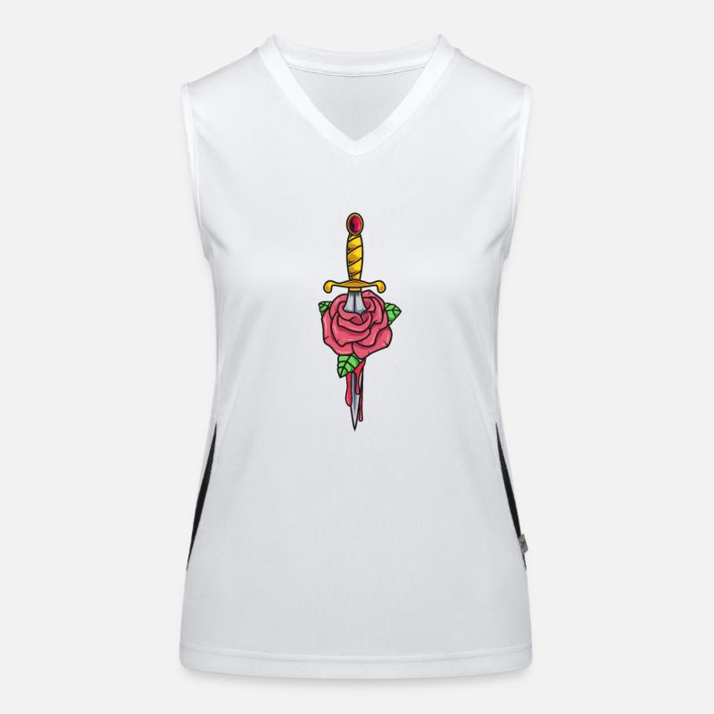 Gothic Dolch mit Rose Funktionelles Kontrast-Tank Top für Frauen