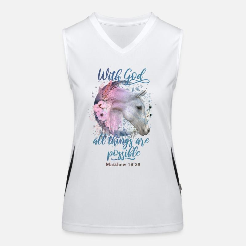 Christliche Zitate Pferde Funktionelles Kontrast-Tank Top für Frauen