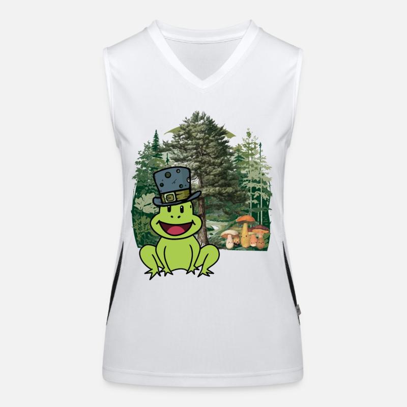 forest dweller, toad, hat, frog, forest animals, child Women's Functional Contrast Tank Top