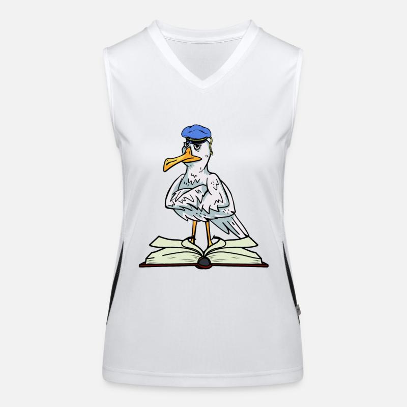 Möwe Seemann Seefahrer Buch Schüler Ahoi Funktionelles Kontrast-Tank Top für Frauen