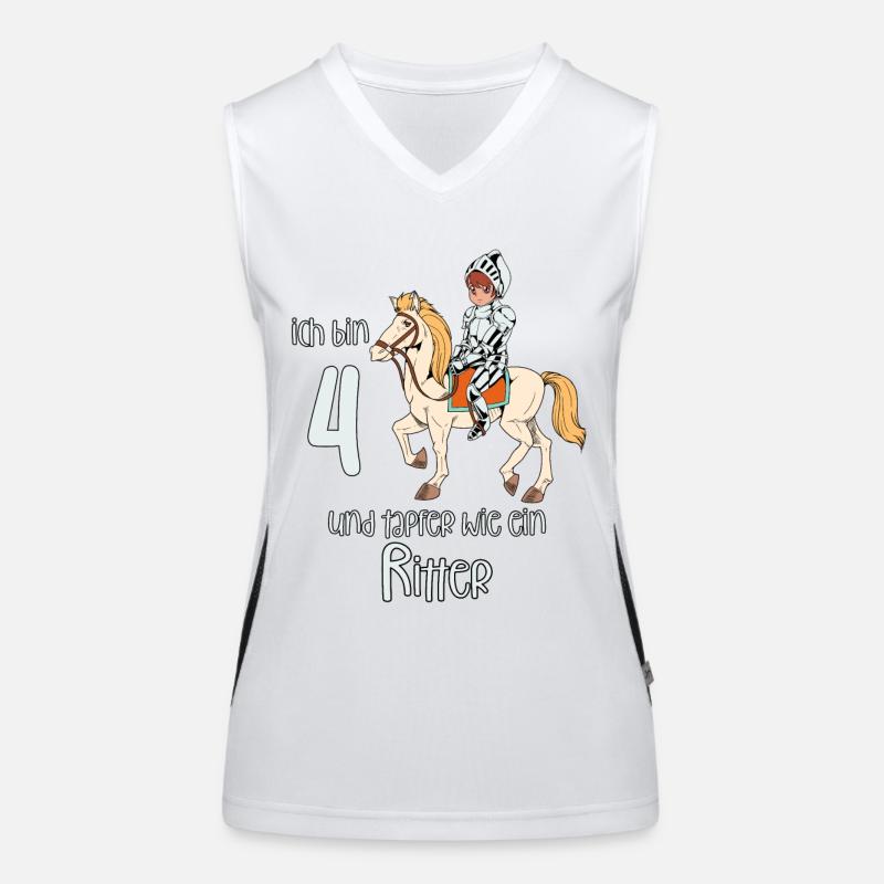 Geburtstagsshirt Ritter - 4 Geburtstag Junge Funktionelles Kontrast-Tank Top für Frauen