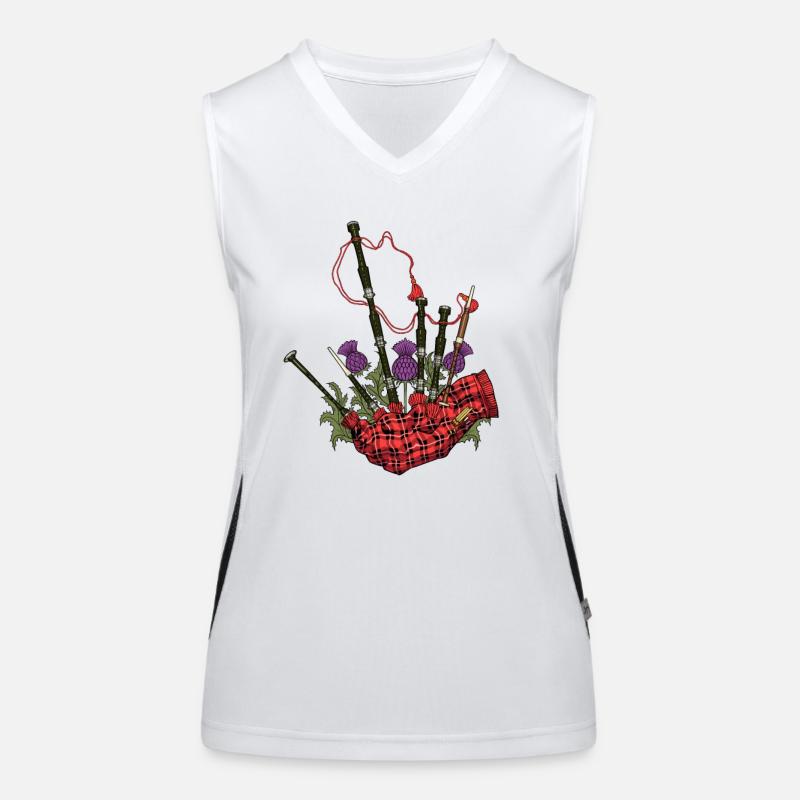 Schottische Ästhetik - Distel und Dudelsack Funktionelles Kontrast-Tank Top für Frauen