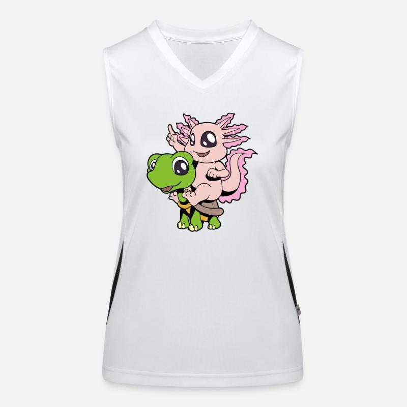 Comic - L’axolotl doux est assis sur une tortue Débardeur respirant contrasté Femme