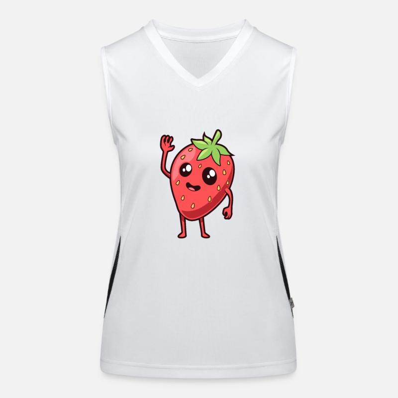 Kawaii Comic Erdbeere Funktionelles Kontrast-Tank Top für Frauen