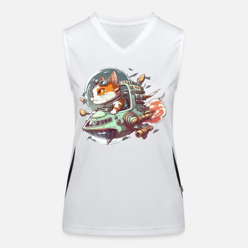 Cosmic Cat Commander Women's Functional Contrast Tank Top