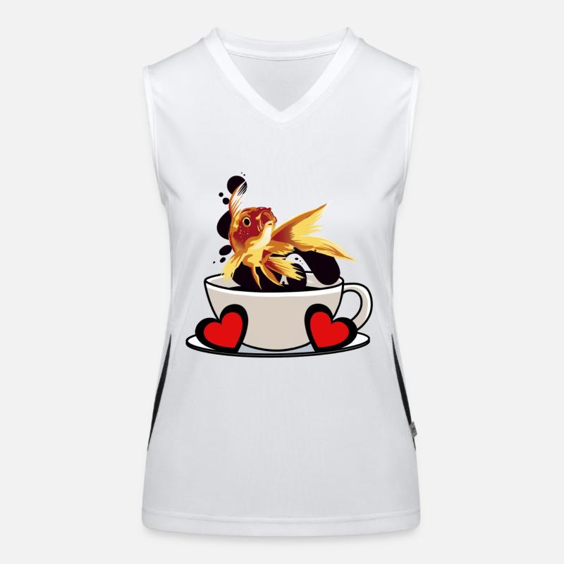Coffee Break Fish Caffeine Refreshment Fantasy Women's Functional Contrast Tank Top